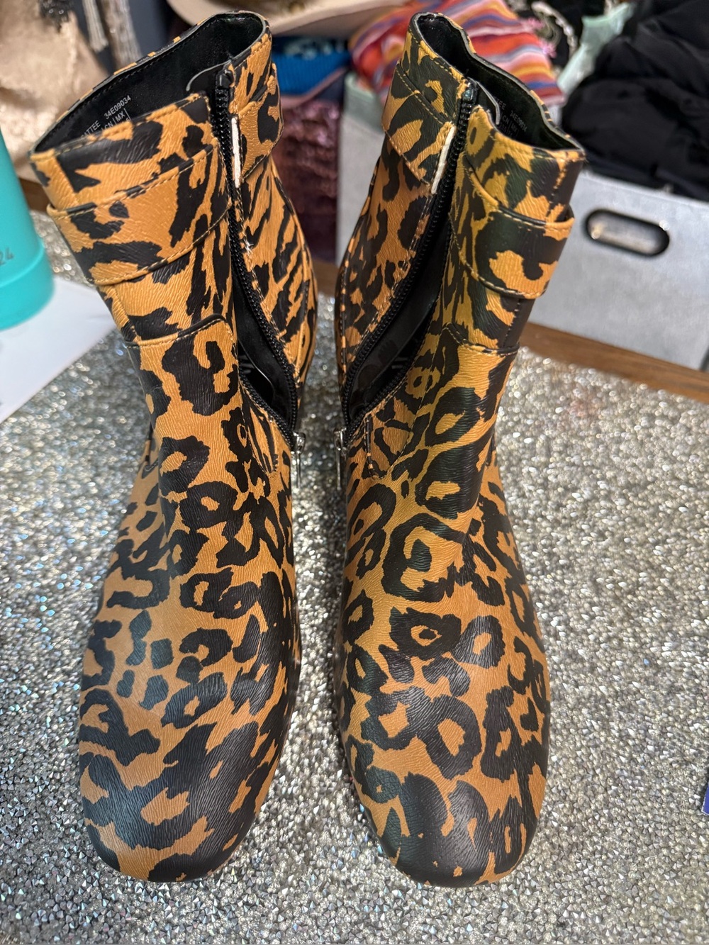 Leopard Print Ankle Boots - Bold Animal Pattern. Brand New never worn.